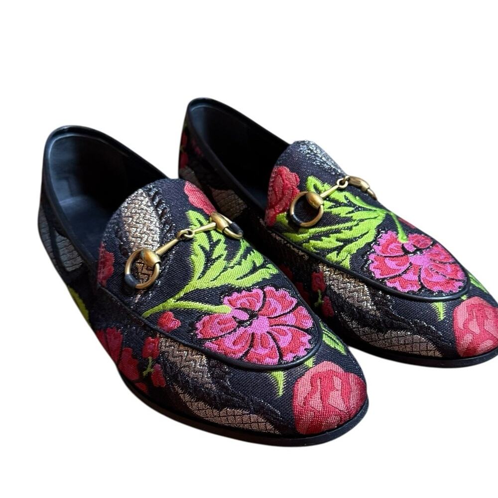 Gucci Jordaan Horsebit Slip On Loafers Floral Embroidered EU 38.5 US 8.5 - Picture 3 of 16